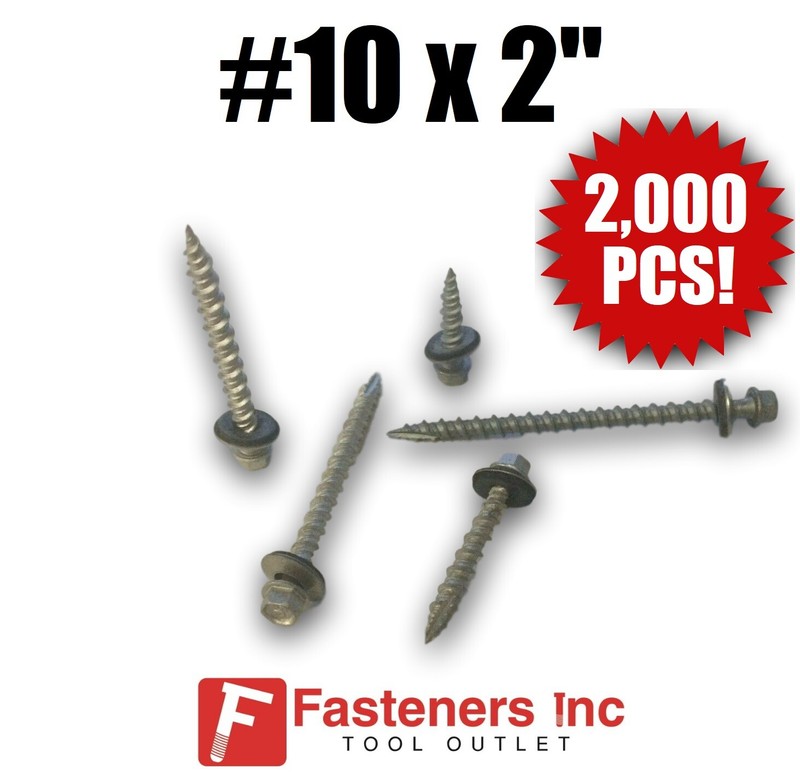 (2,000) INTERCORP PGA1032 #10 X 2" Pole Gripper Roofing Screws W/ Rubber Washer gallery