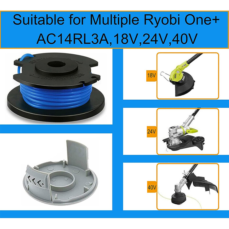 3/10 Pack For Ryobi Spool One+ String Trimmer Line 18V 24V 40V Weed Eater w/Cap gallery
