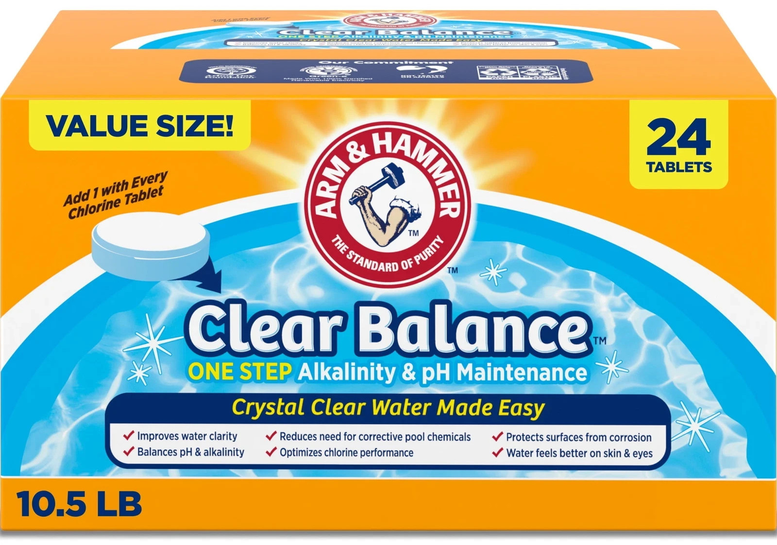 Clear Balance Swimming Pool Maintenance Tablets, 1 Pack, 24 Count gallery