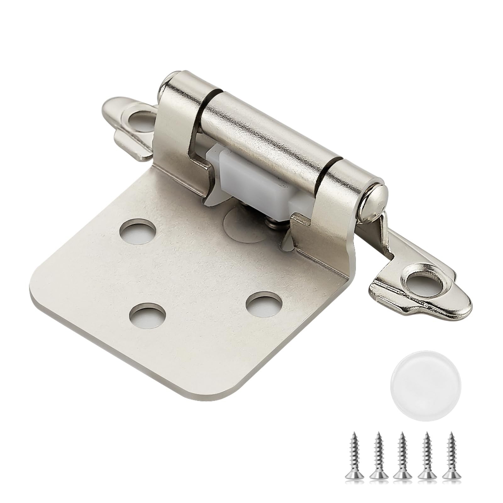 8 Pack (4 Pairs) 1/2 Inch Overlay Kitchen Cabinet Hinges, Satin Nickel Self C... gallery