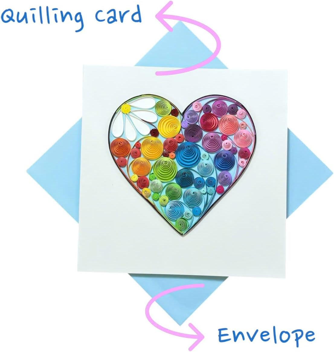 Handcrafted 3D Quilling Colorful Heart Greeting Card for Love, Valentine's Day, gallery