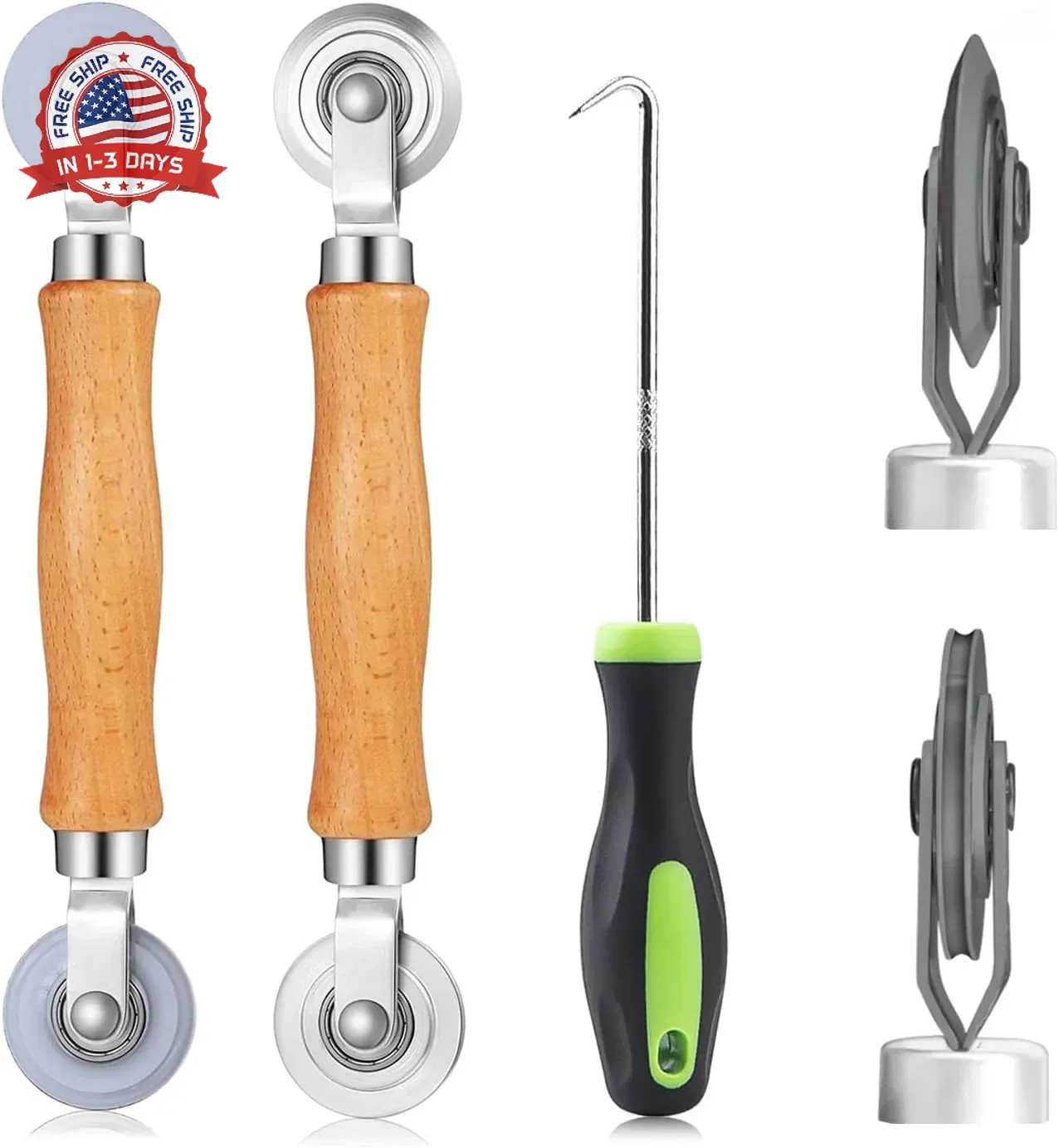 Screen Roller Tool 3in1 Repair Kit Steel Nylon Bearing Hook Heavy-Duty for Windo gallery