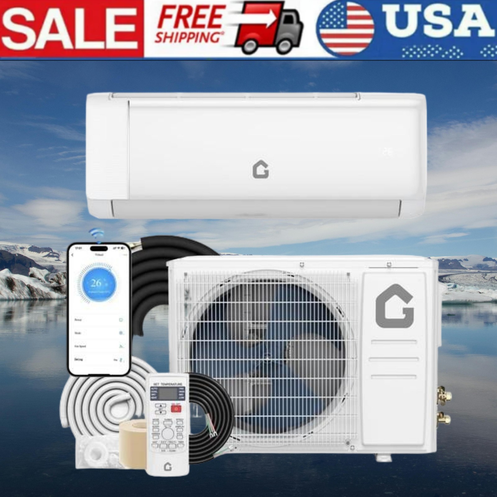 12000BTU Mini Split Air Conditioner Ductless Inverter System Heat Pump 220V WIFI gallery