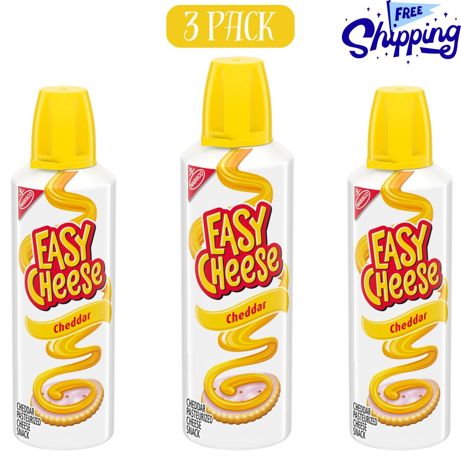 (3 pack) Easy Cheese Cheddar Cheese Snack, 8 oz gallery