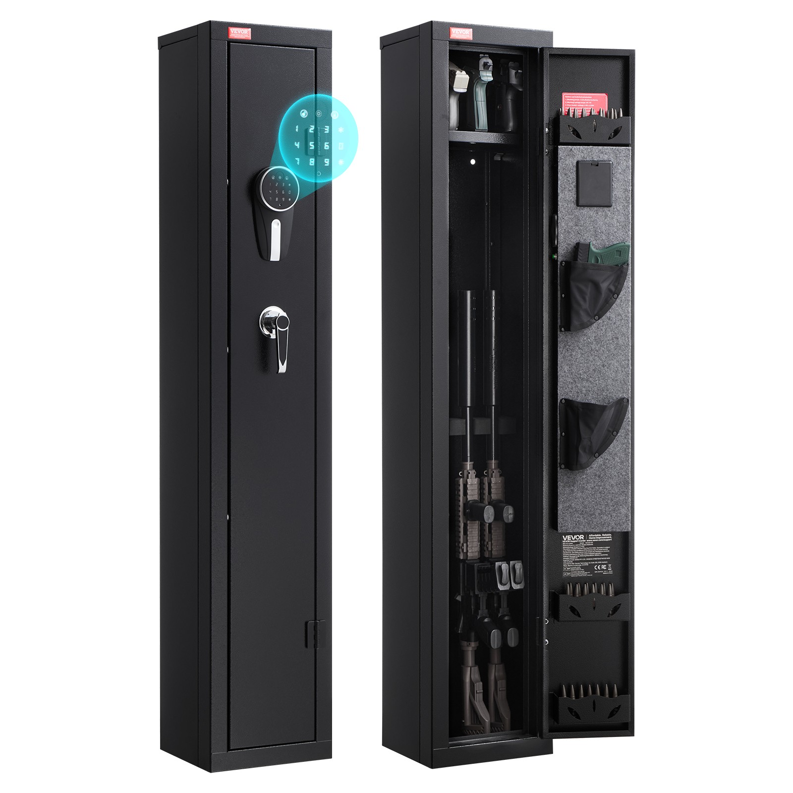 VEVOR Gun Safe with Digital Keypad & Key Adjustable Racks LED Lighting Black gallery