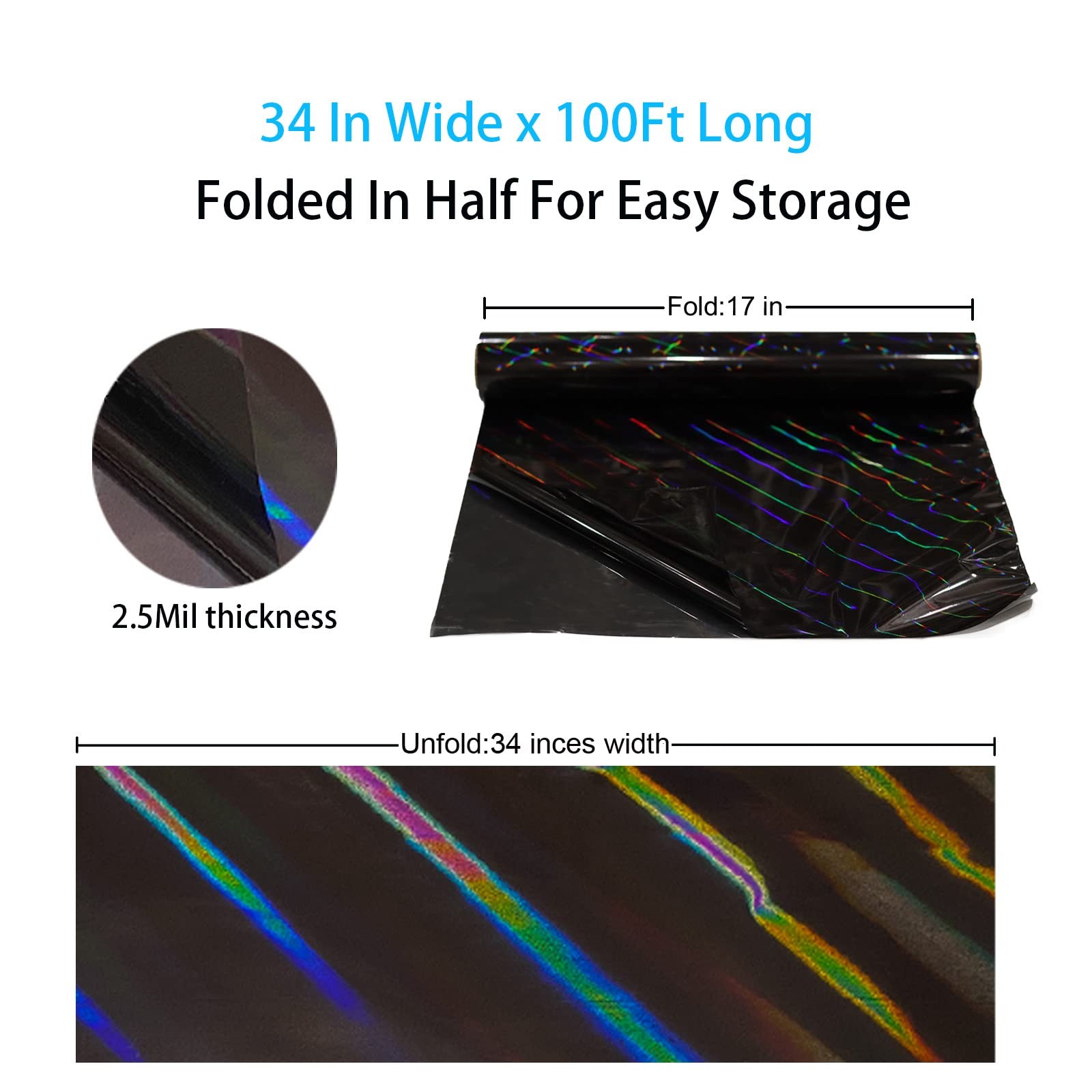 CMFYHM Iridescent Black Cellophane Wrap Roll I 34 In Wide X 100 Ft Long I Col... gallery