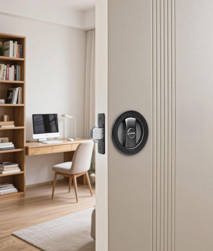 1PC-Embedded Folding Pocket Door Lock with Adjustable Latch for 2-3/8" Backset gallery