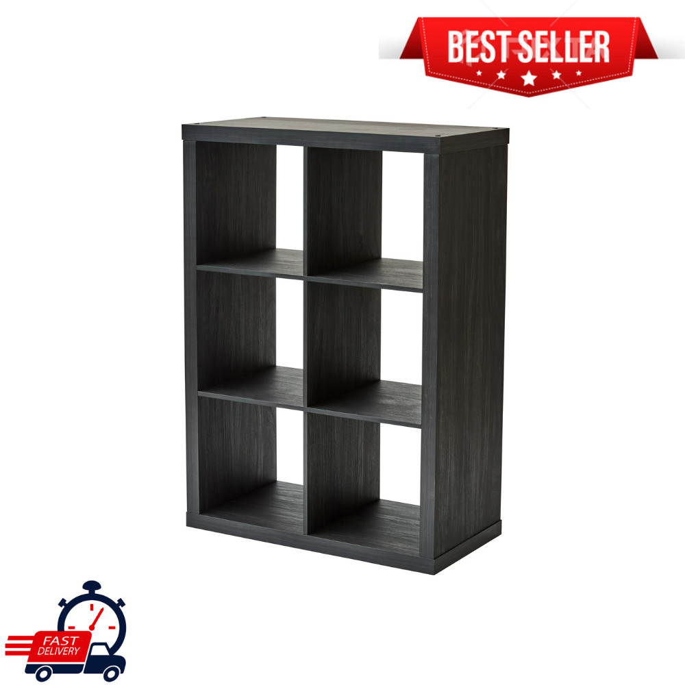 Better Homes & Gardens 6Cube Storage Organizer, Wood Display Bookshelf, Charcoal gallery