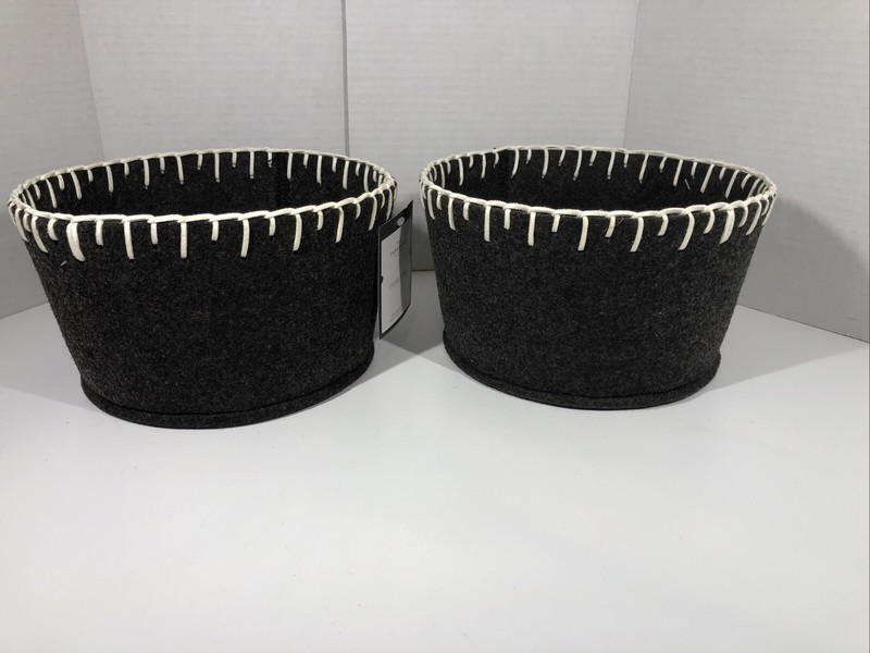 Threshold Target Gray Fabric Storage Bin Decorative Basket Felt Round Set Of 2 gallery