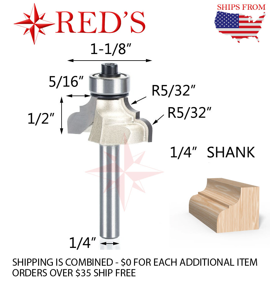 Tideway PRO LC08071004 5/32" RAD 5/16 WIDTH Classical Ogee 1/4" shank router bit gallery