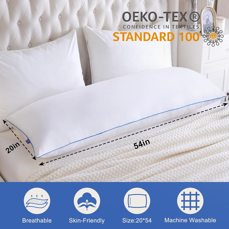 Memory Foam Body Pillow Insert - Full Body Pillow for Adults - Soft Large Long B gallery