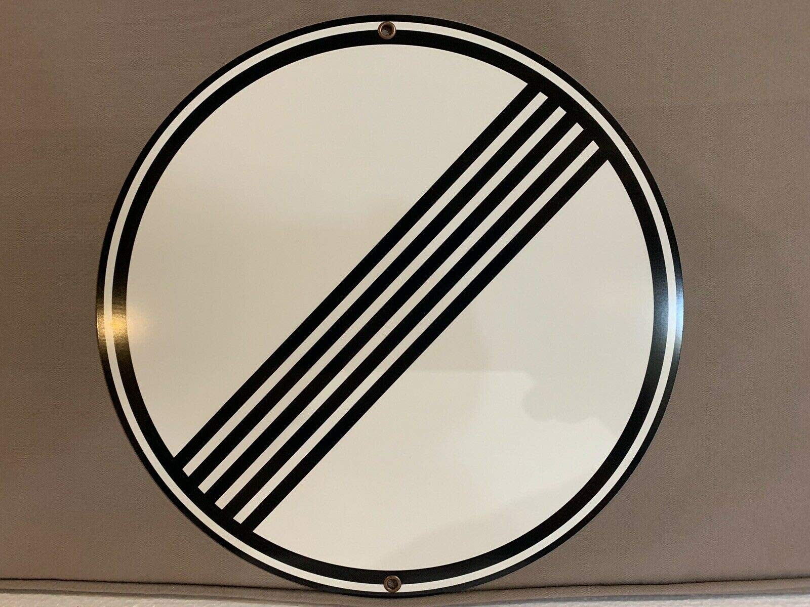 Autobahn No Speed Limit German Tin Sign Round Metal Wall Decor, 12" Diameter gallery