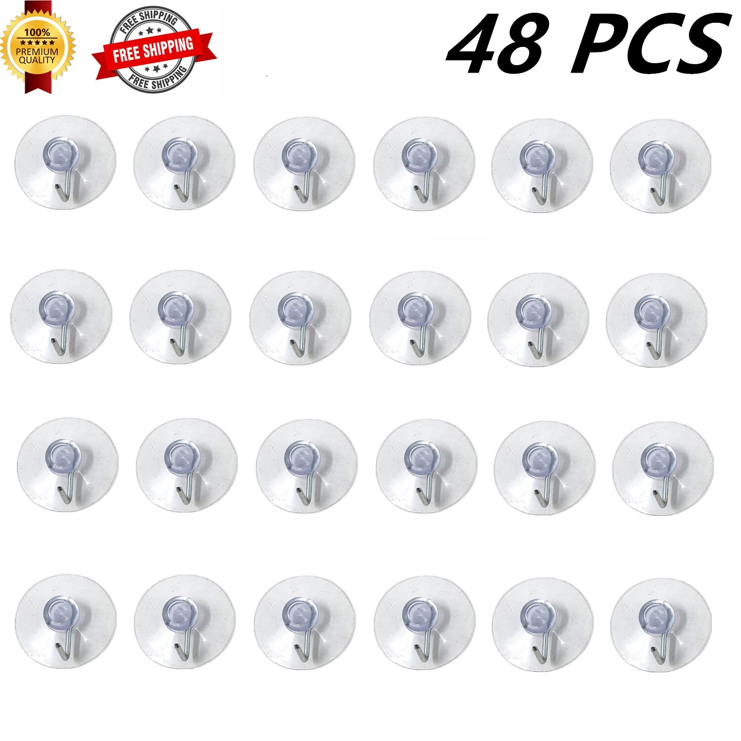 48 Pcs Multi Purpose Heavy Duty Suction Cups Hooks 1 1/2inch, Hold 1000g Weight gallery