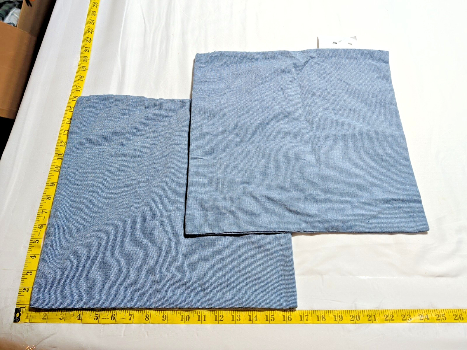 Lot 2 Room Essentials Poly / Cotton Blend Blue Jean Pillow Covers 16"x16” NWT gallery