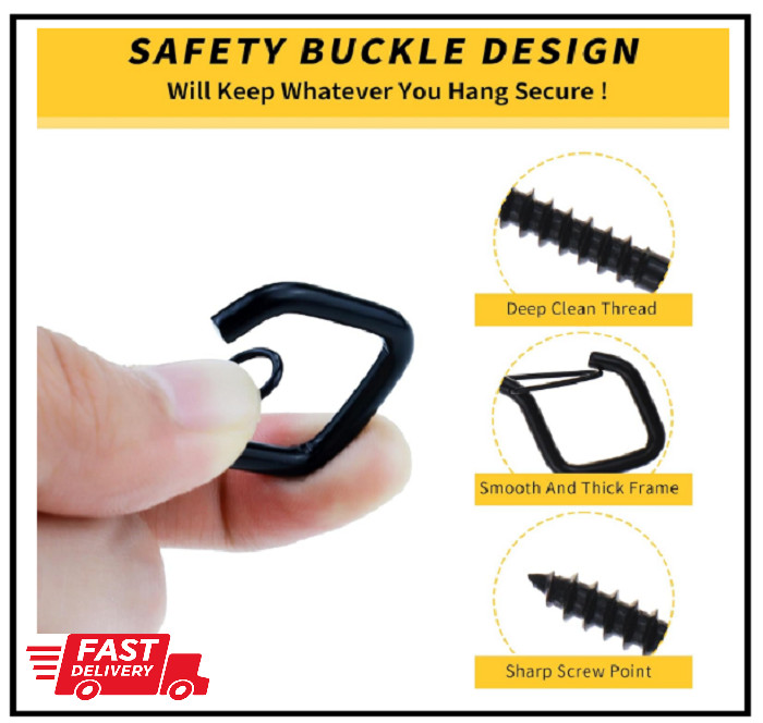 30 PCS Cup Screw-In Hanger Hooks with Safety Buckle, Windproof Screw Hooks gallery