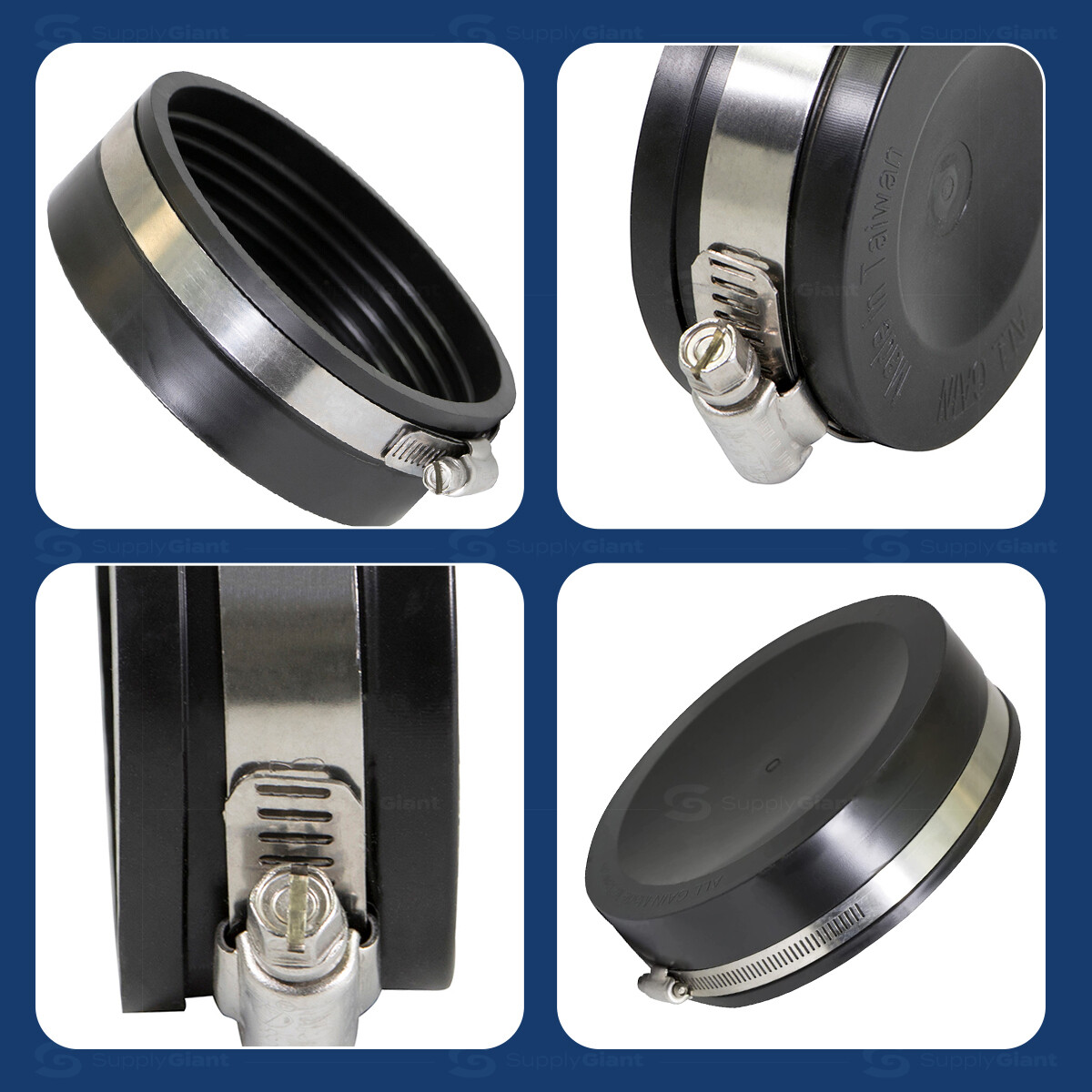 Midline valve Flexible PVC Pipe Cap with Stainless Steel Clamps 1 1/2"in-12"in gallery