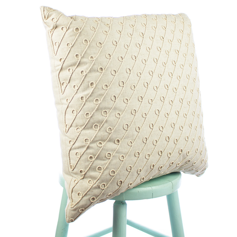 2pk Textural Solid Square Throw Pillow Natural Beige Rope Spiral Woven Linen gallery