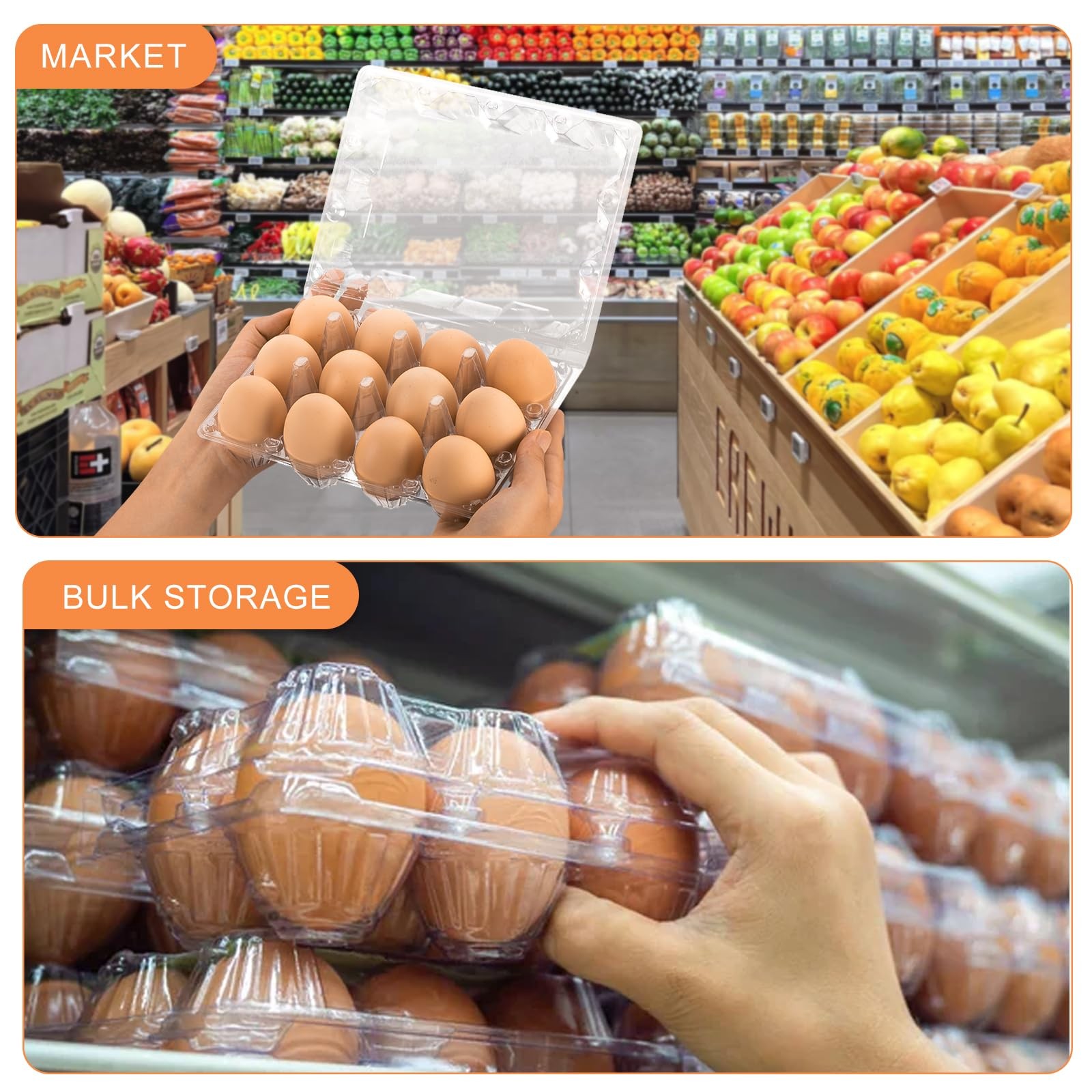 100 Pack Clear Plastic Egg Cartons, Reusable Stackable Egg Containers for Far... gallery