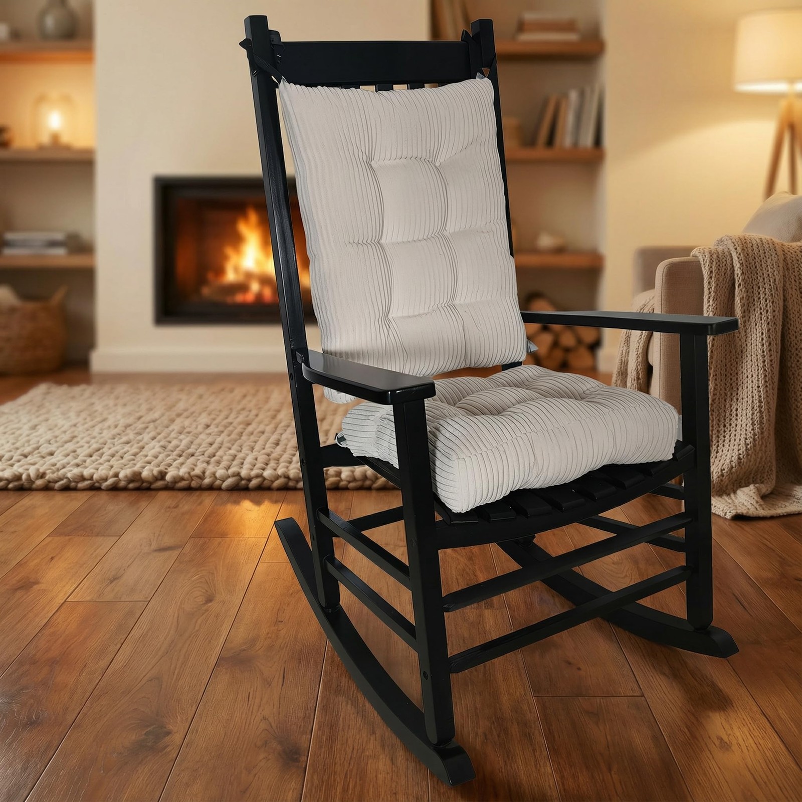 Rocking Chair Cushion Set with Adjustable Ties, Memory Foam Pad & Corduroy Co... gallery