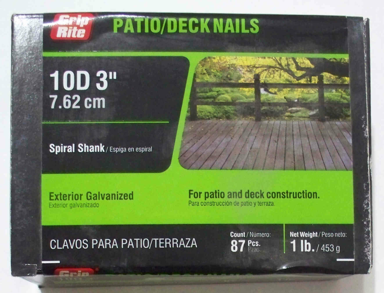 Grip-Rite Nails 1 lb 10D 3" Exterior Galvanized Spiral Shank - Patio/Deck-Combo gallery