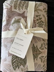 Pottery Barn Winter Solstice Percale Full/Queen Duvet Cover NWT Deer Trees Cabin