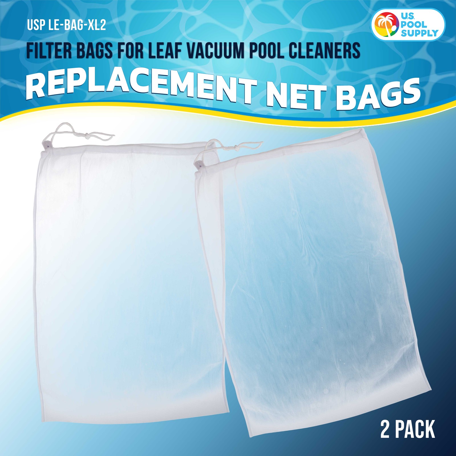 2 Fine Mesh Filter Net Bags for Leaf Vacuum Pool Cleaners 16" x 20", Replacement gallery