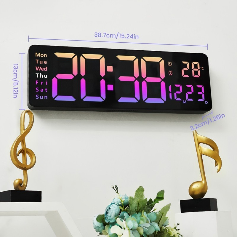 16" Large LED Digital Wall Clock, Brightness Adjustment, Dual alarm clock gallery