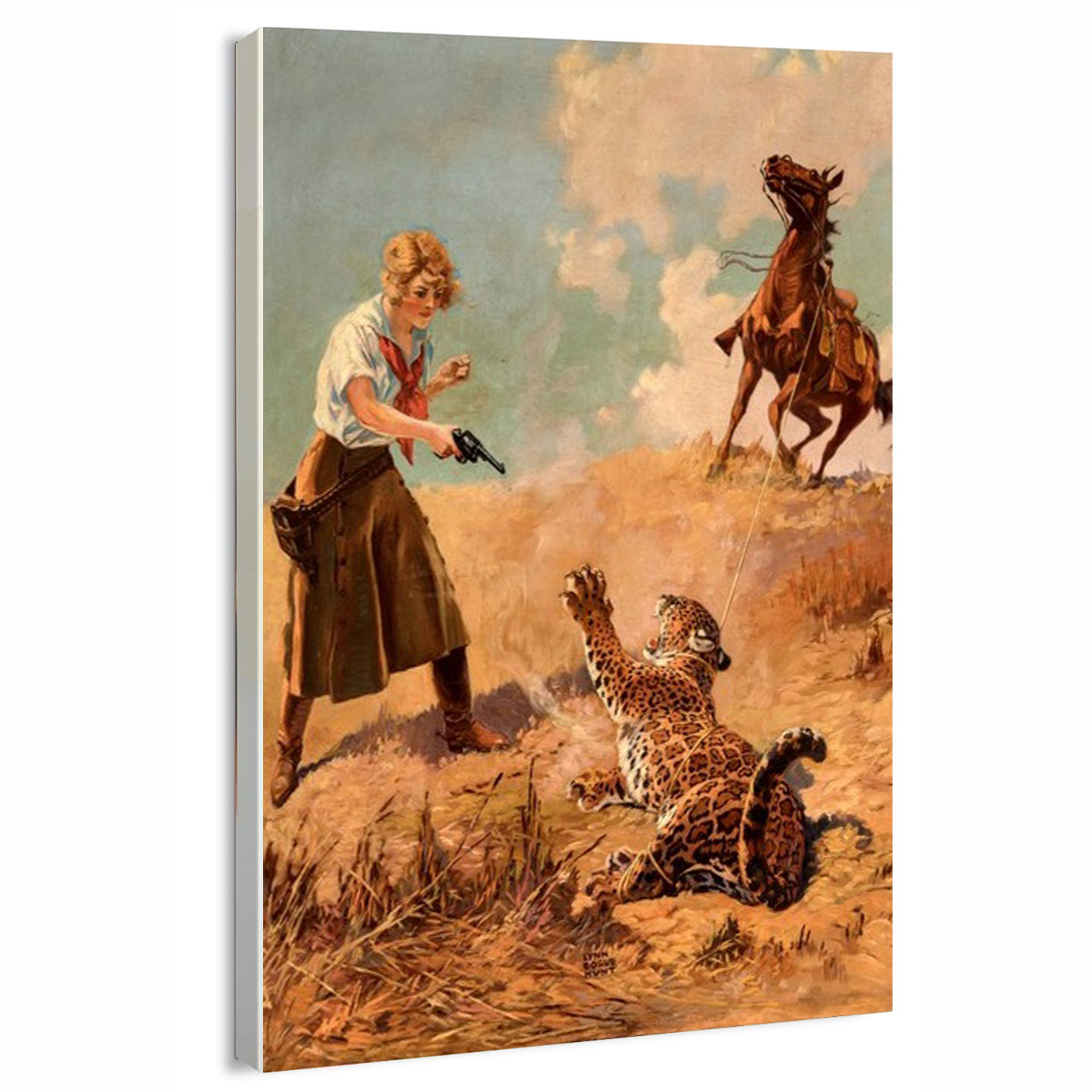 Colt versus Cat Western Poster or Canvas Fine Wall Art Home Decor Print gallery