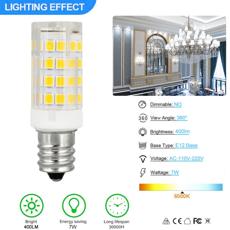7W E12 LED Corn Bulbs Light 6000K Candelabra Ceiling Fan Daylight Ceramics Lamp gallery