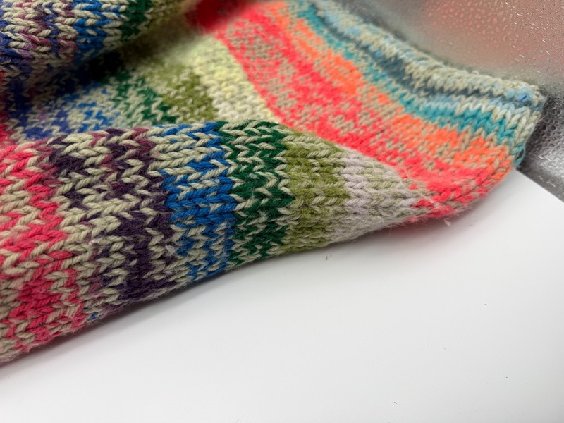 Wool Multi Color Crochet Blanket Double Thick Folded 4lbs 35x60 inches gallery