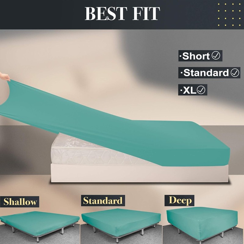 Soft Stretch Single Sheet - 4 Way Stretch Jersey, - Aqua, Single Sheet - Pull-On gallery