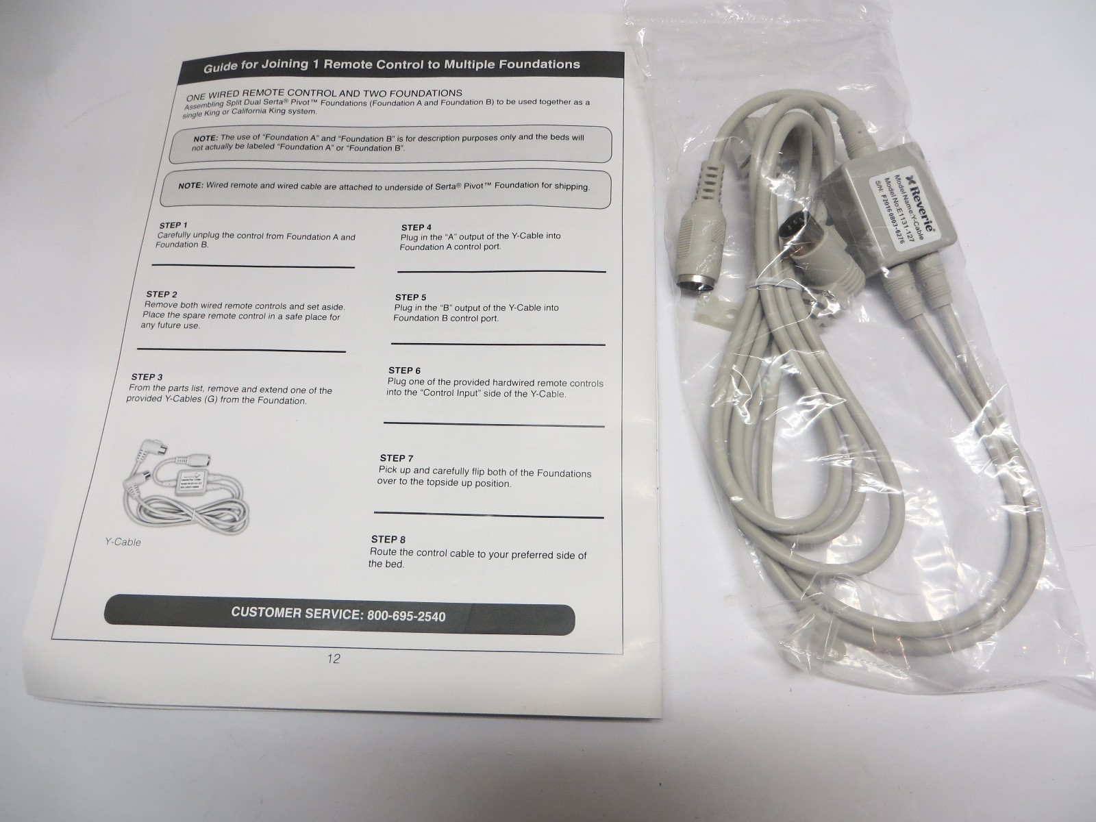 NEW Serta Tempurpedic Reverie Y Cable Splitter for Remote Control Adjustable Bed gallery