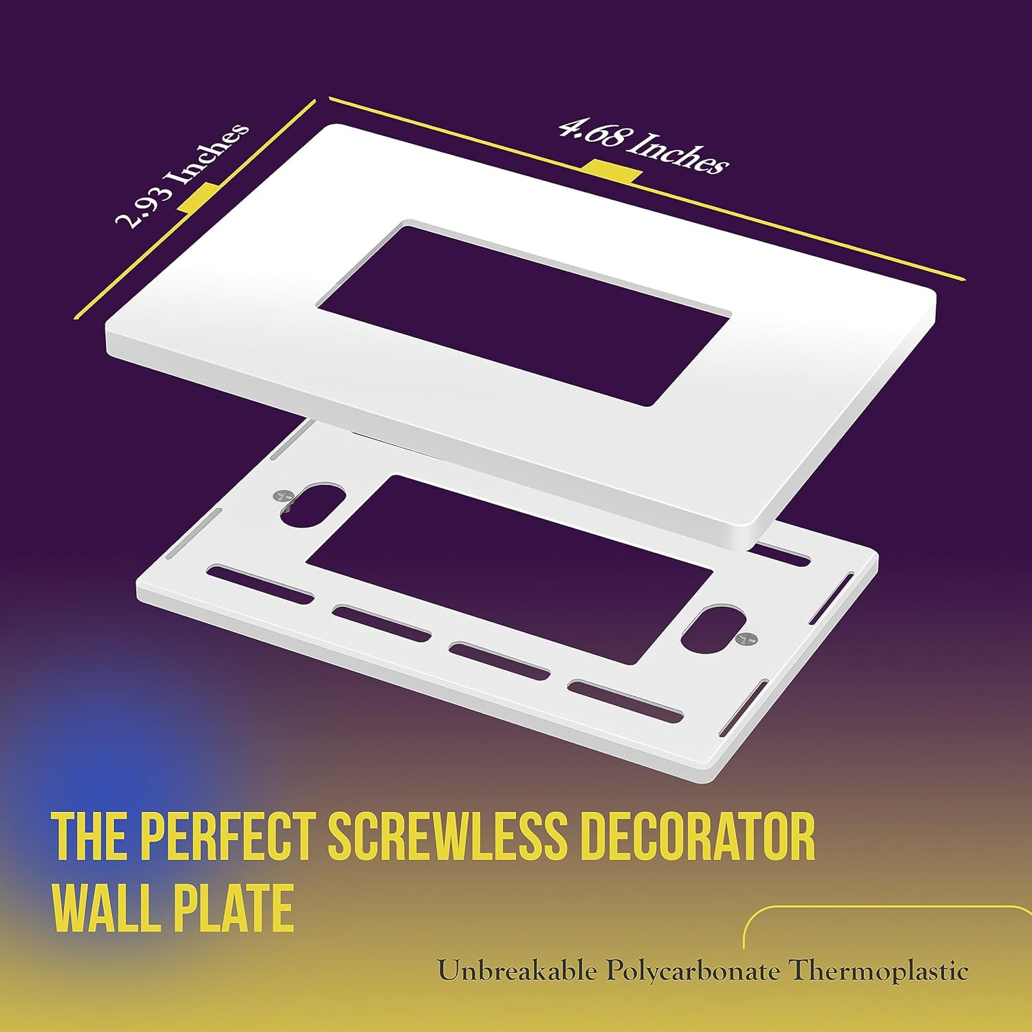 Screwless Decorator Wall Plates Child Safe Outlet Covers, Size 1-Gang 4.68" H X gallery
