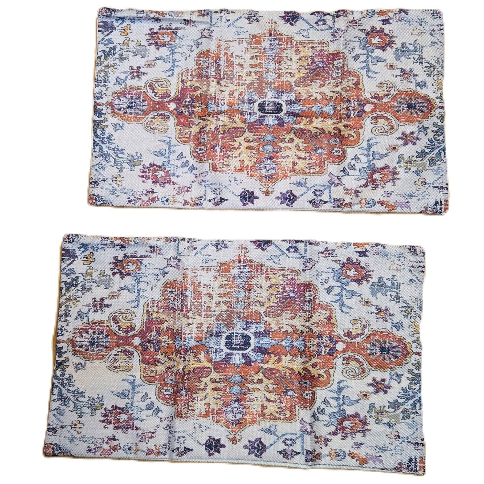 Orange, Blue Multicolor Boho/Ethnic Design Pillow Covers. 20" x 12" Set of 2 gallery
