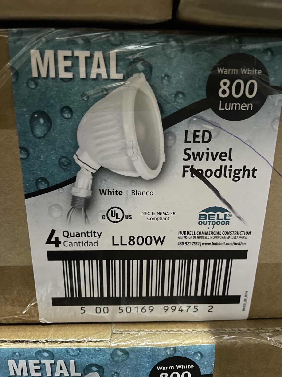🔴(QTY 2) Hubbell Bell LL800W White LED Swivel Floodlight 800 Lumens 8W ‼️NEW‼️ gallery