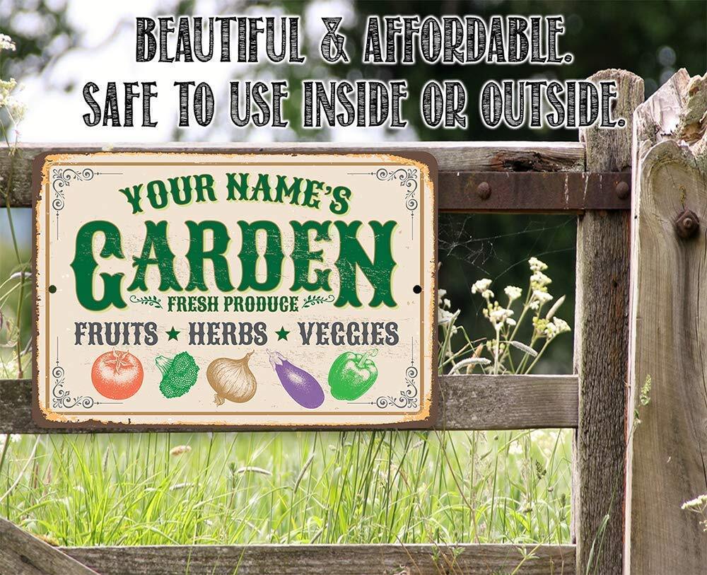Personalized Garden Sign Decor - Custom Durable Metal Plaque - 8" x 12" gallery