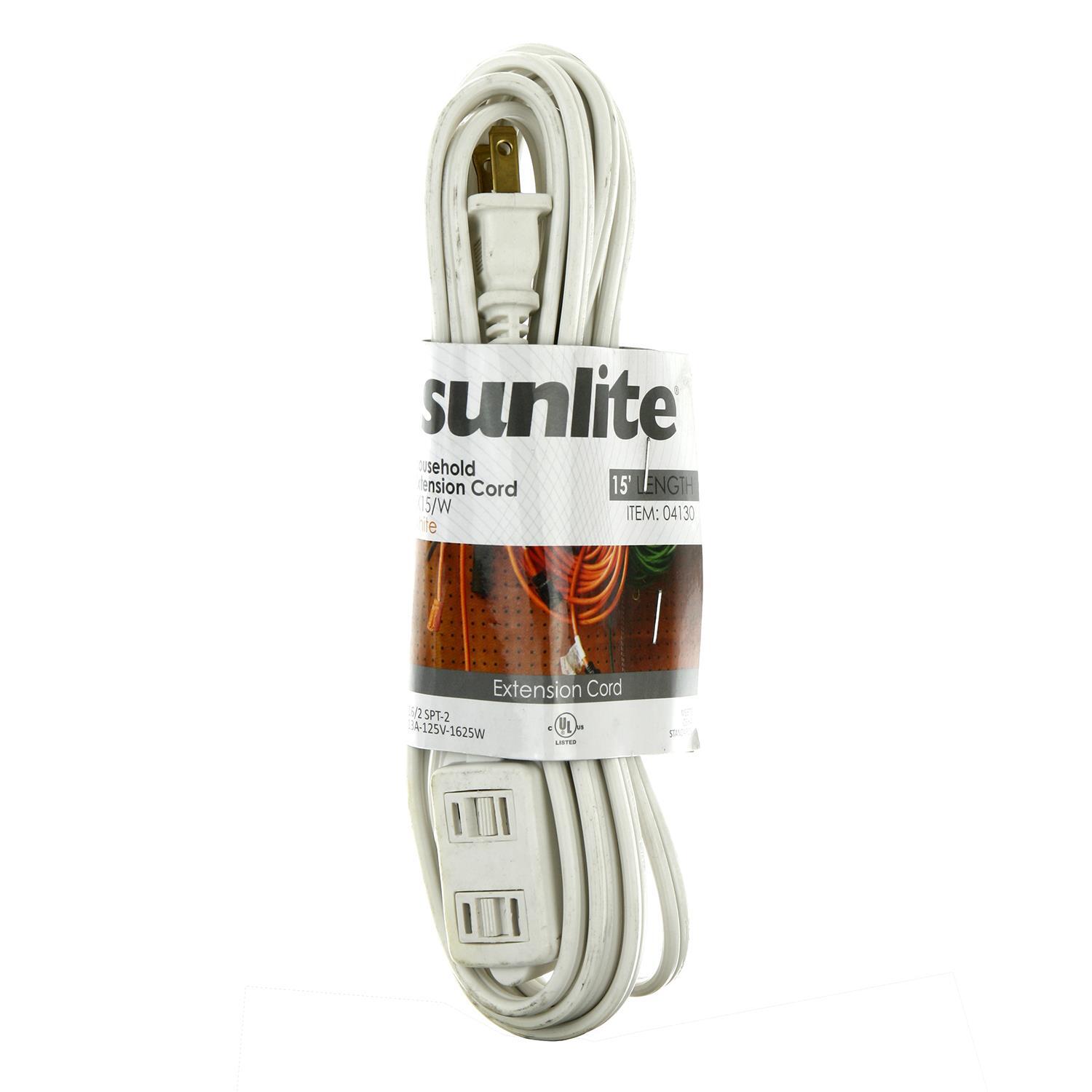 2-Outlet Extension Cord, 15Ft White PowerStrip, 3 2-Prong Polarized, 1625W, 125V gallery