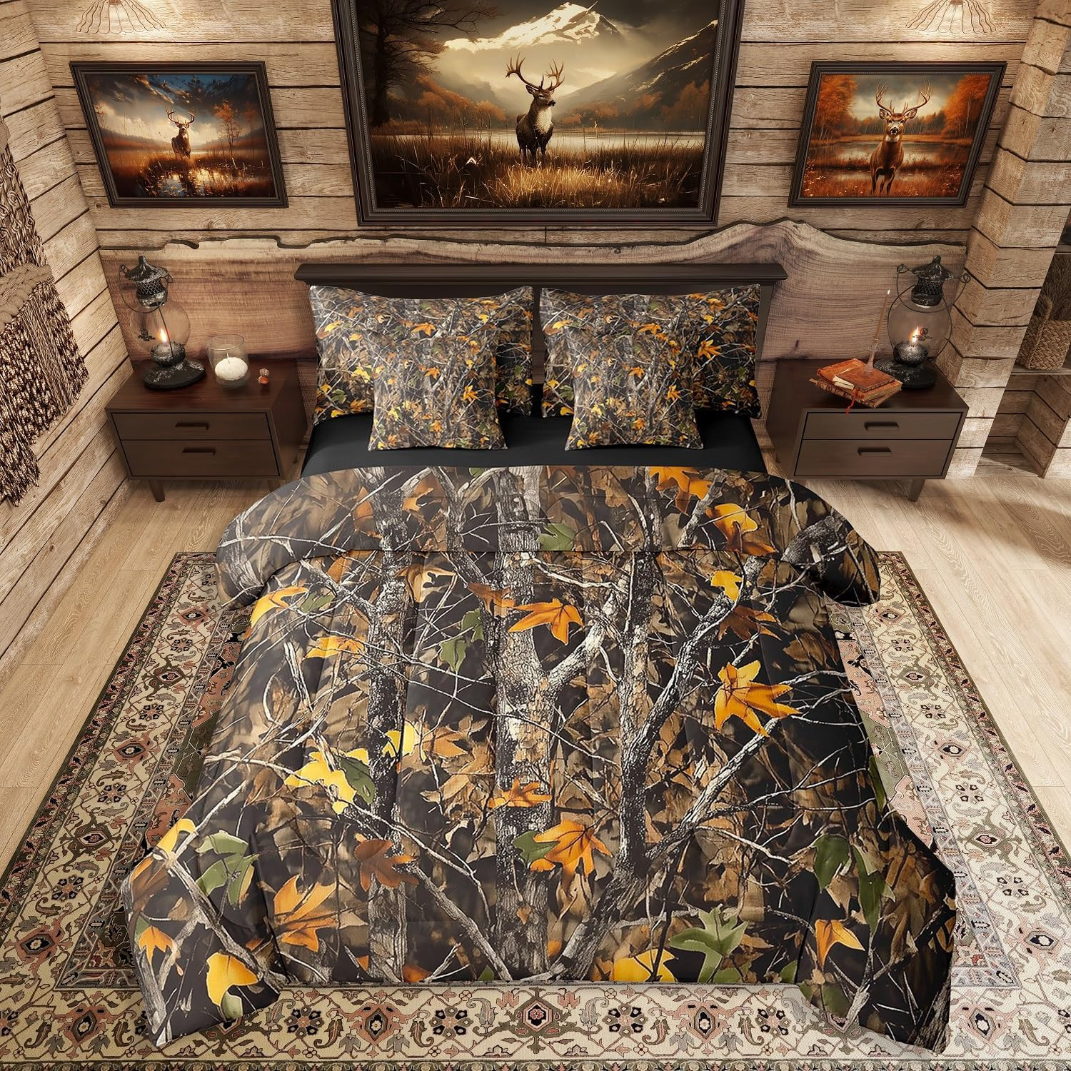 Rustic Camo King Bedding Set - 7 Piece Woodland Comforter & Sheets gallery