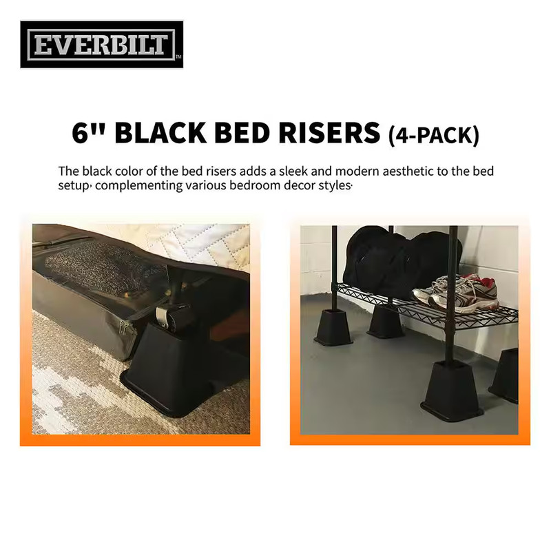 6 In. Black Bed Risers (4-Pack) gallery