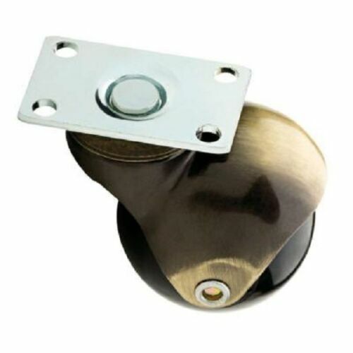LIBERTY 2" VINTAGE STYLE ANTIQUE BRASS PLASTIC WHEEL SWIVEL PLATE CASTER SET 4 gallery