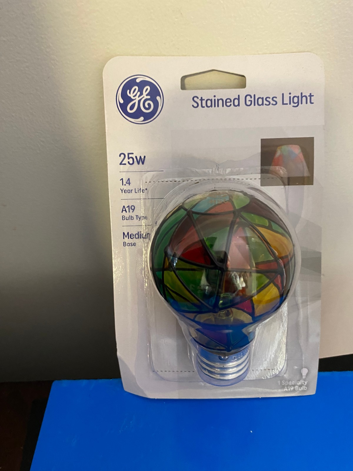 NEW GE Stained Glass Light Bulb A19 Medium Base 25 Watt Hand Painted gallery