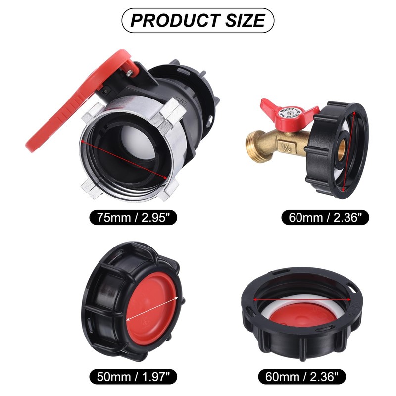 IBC Tote Adapter Set, 75mm Coarse Thread IBC Tote Ball Valves S75x6 NPT DN50 ... gallery