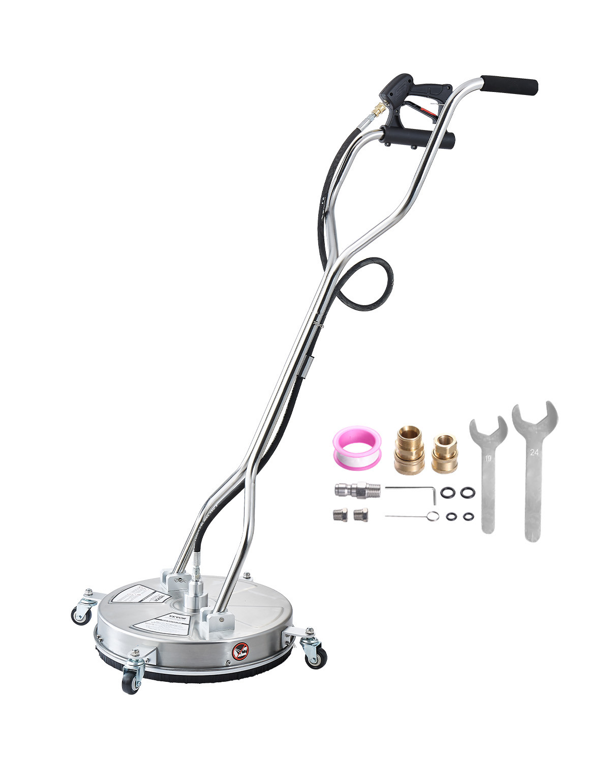 VEVOR 18" Pressure Washer Surface Cleaner 4 Wheels Dual Handle 4000 Max PSI gallery