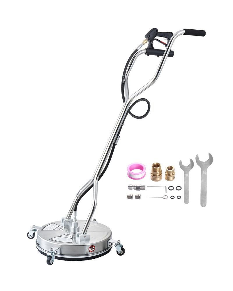 VEVOR 18" Pressure Washer Surface Cleaner 4 Wheels Dual Handle 4000 Max PSI