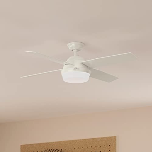 Hunter 52" Outdoor, Indoor Ceiling Fan with LED Light, 4 Blades, 59252 - White gallery