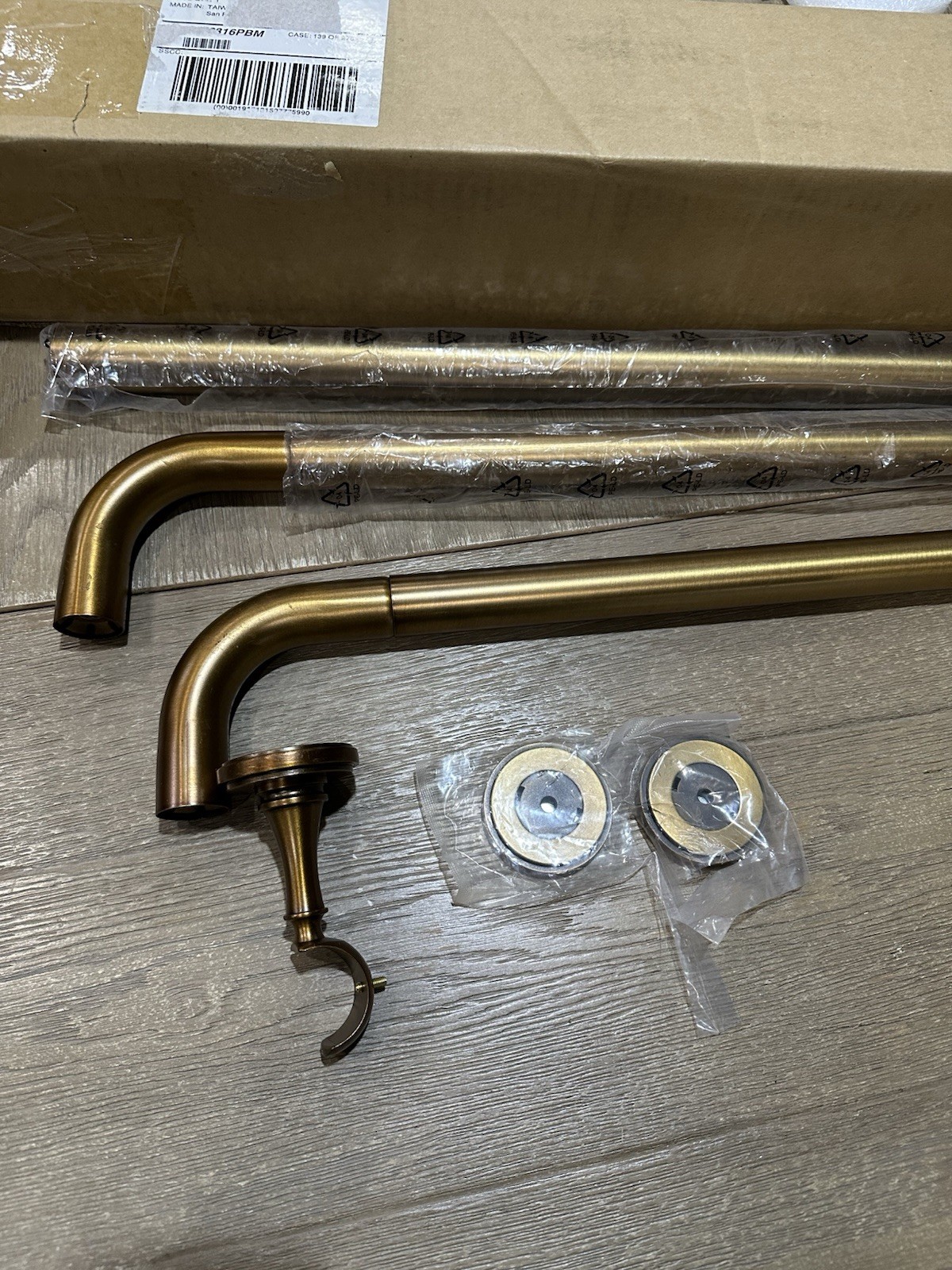 Pottery Barn Somorset Hidden Connection 1.25 Curtain Drapery Rod 48-88" Brass gallery
