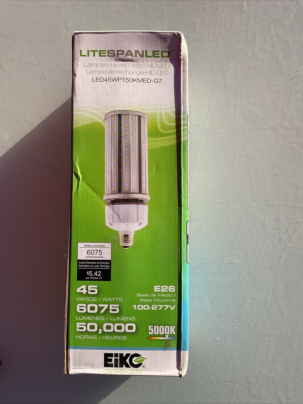 New In Box EiKo LITESPAN LED HID Replacement Lamp Corn Light 45W E26 Medium gallery
