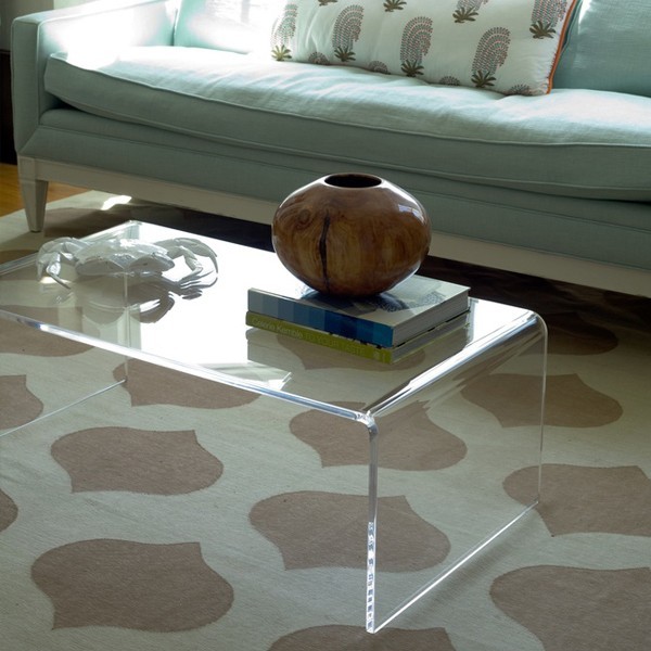 Plexycam coffee table transparent plexiglass living room design 70x33x40H