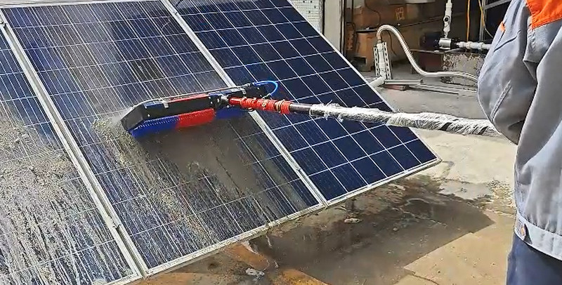 Professional Solar Panel Cleaning Brush,400RPM,Water-Fed System,AC/DC Power gallery