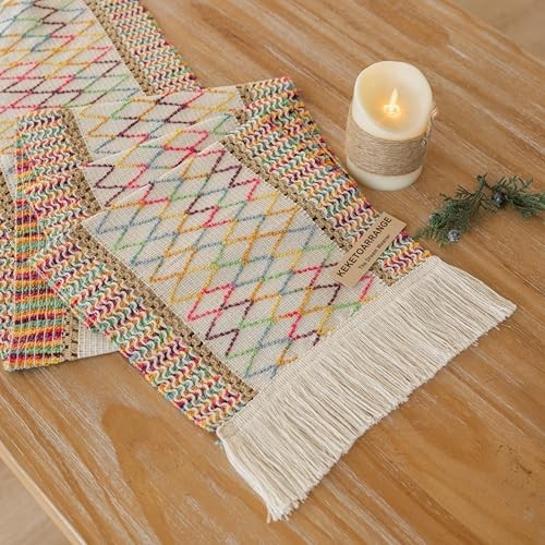 Boho Table Runner for Easter Decorations 12x48 Inches Farmhouse 48"L Colorful gallery